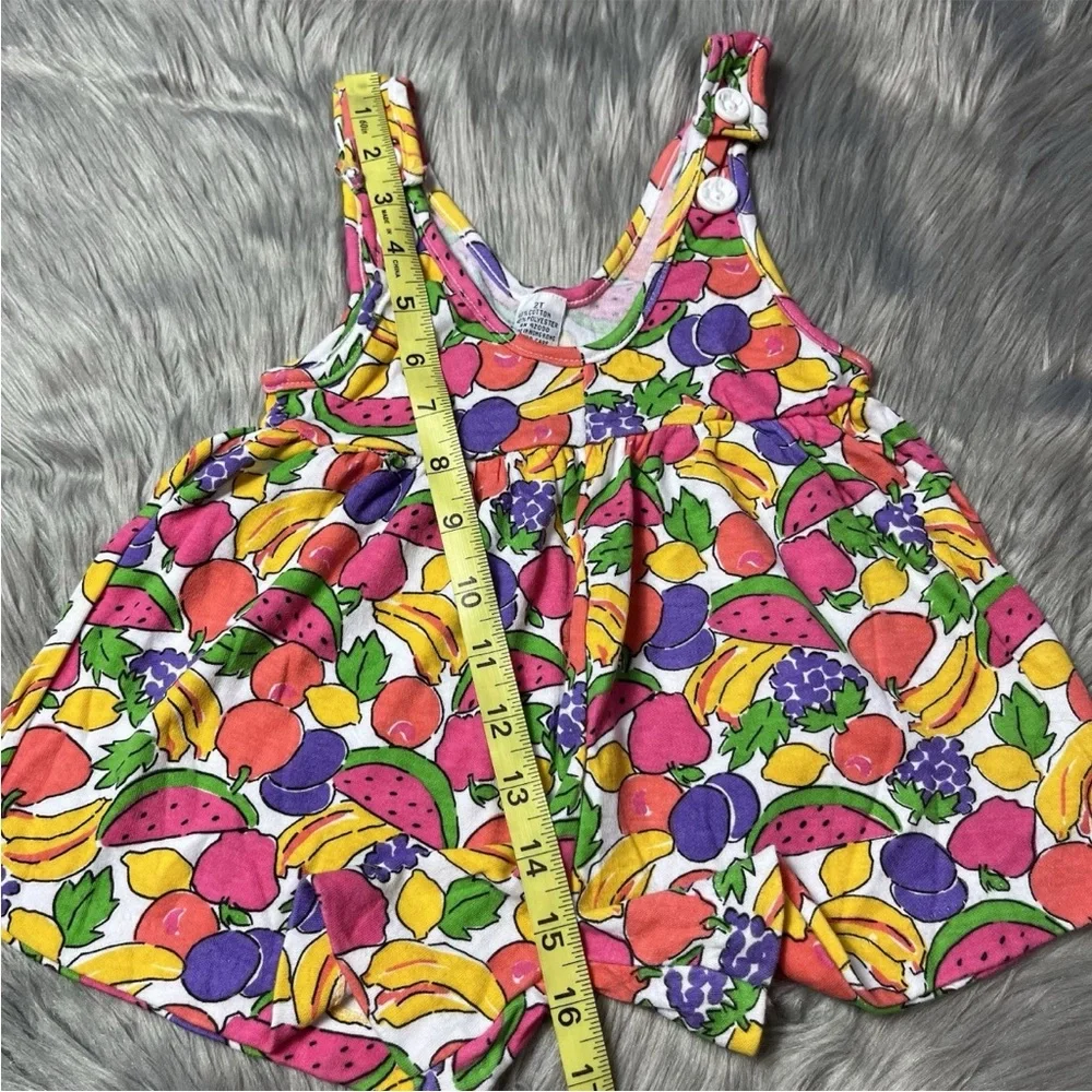 Vintage 90s Toddler Girls Fruit Print Multicolored Romper
